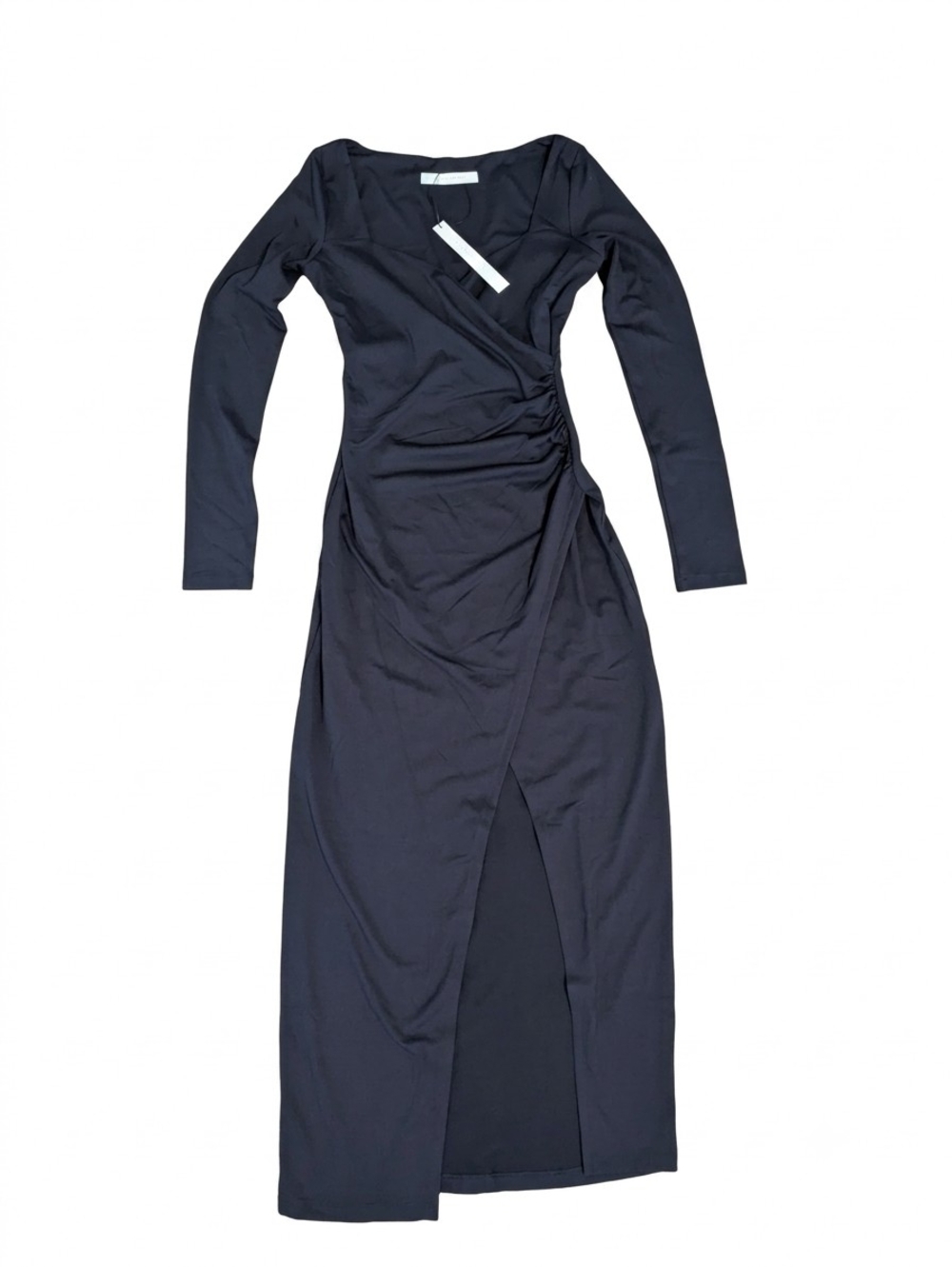 Women's Black Long Sleeve Wrap Maxi Dress
